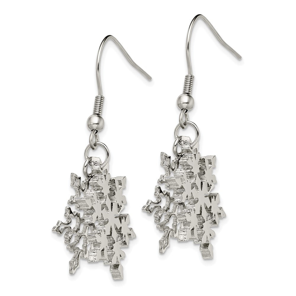 Chisel Stainless Steel Polished Snowflake Dangle Shepherd Hook Earrings
