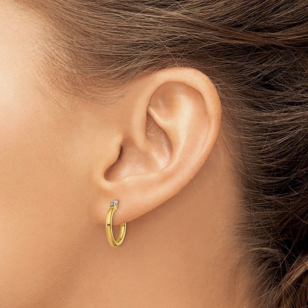 Chisel Stainless Steel Polished Yellow IP-plated 15.5mm Diameter 2mm Hoop Earrings