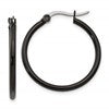 Chisel Stainless Steel Polished Black IP-plated 26mm Diameter 2mm Hoop Earrings