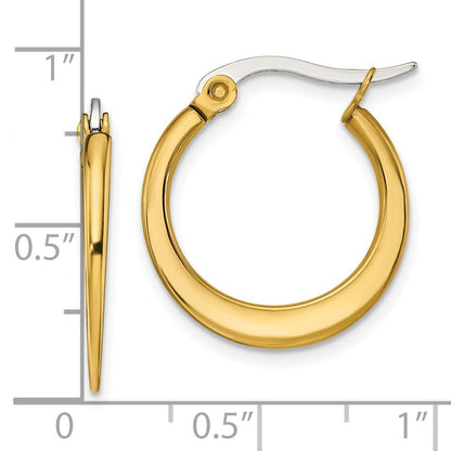 Chisel Stainless Steel Polished Yellow IP-plated Tapered 19mm Diameter Hoop Earrings