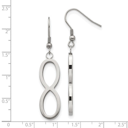 Chisel Stainless Steel Brushed and Polished Infinity Dangle Shepherd Hook Earrings