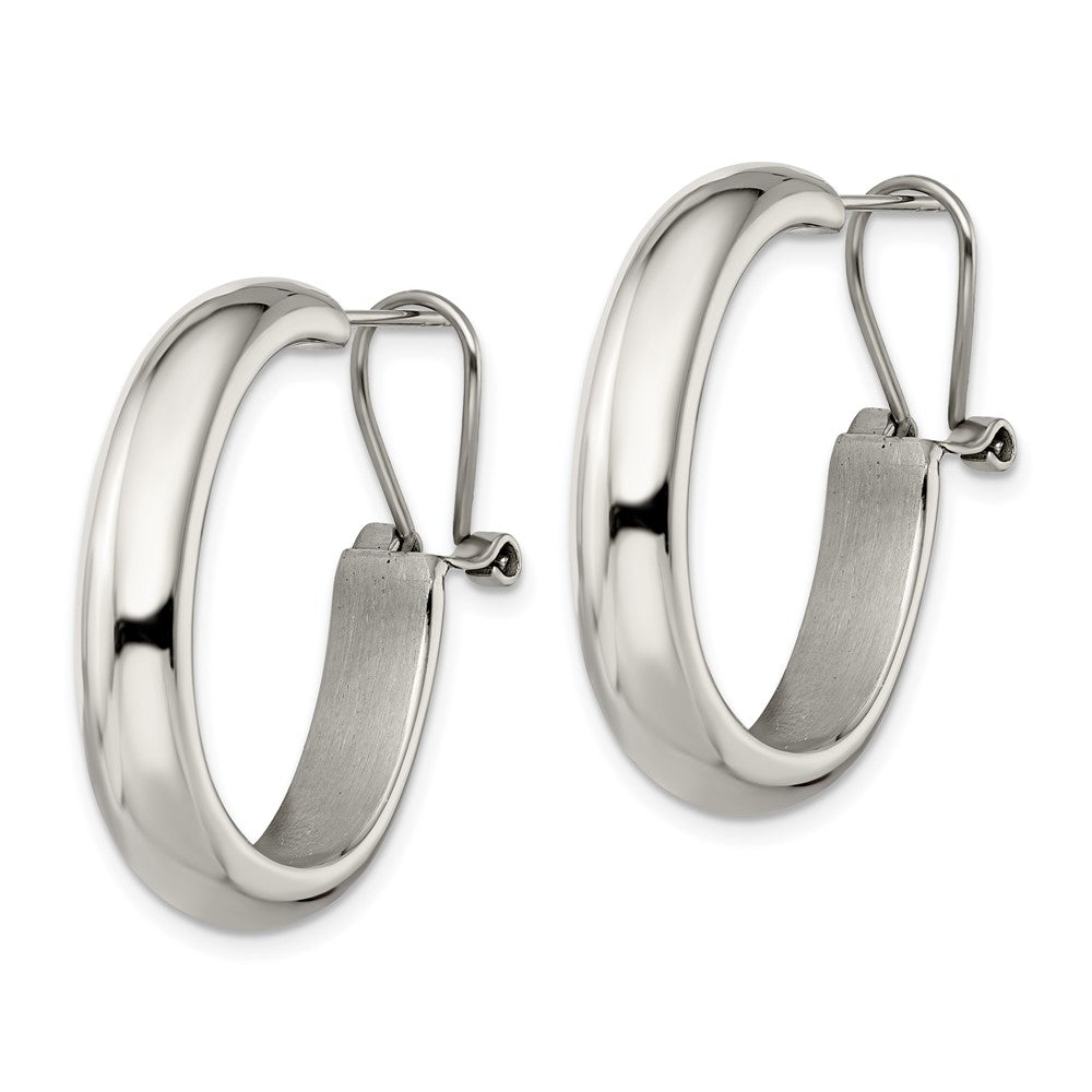Chisel Stainless Steel Polished Omega Back Hoop Earrings