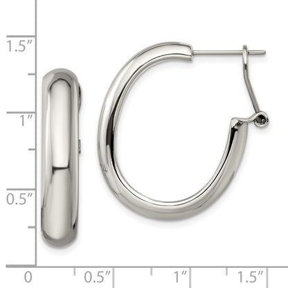 Chisel Stainless Steel Polished Omega Back Hoop Earrings