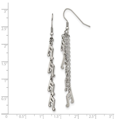 Chisel Stainless Steel Polished Music Note Multi Chain Dangle Shepherds Hook Earrings