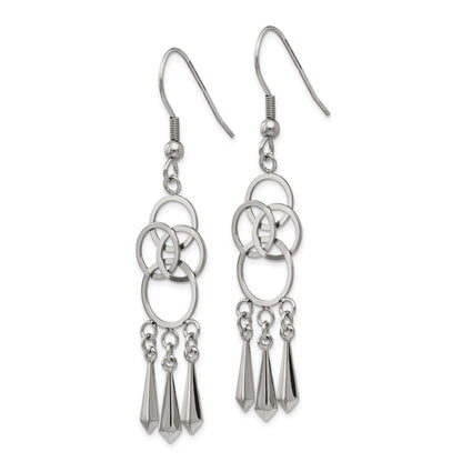Chisel Stainless Steel Polished Dangle Shepherd Hook Earrings