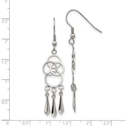 Chisel Stainless Steel Polished Dangle Shepherd Hook Earrings
