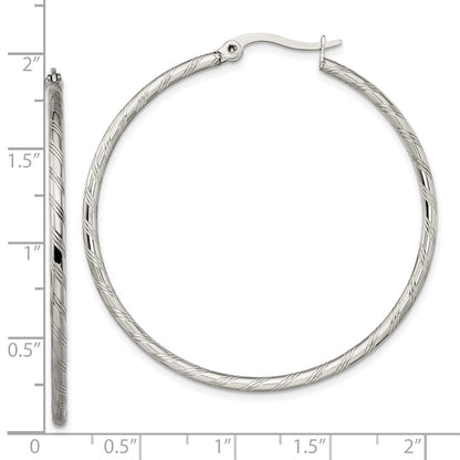 Chisel Stainless Steel Polished and Textured Hoop Earrings