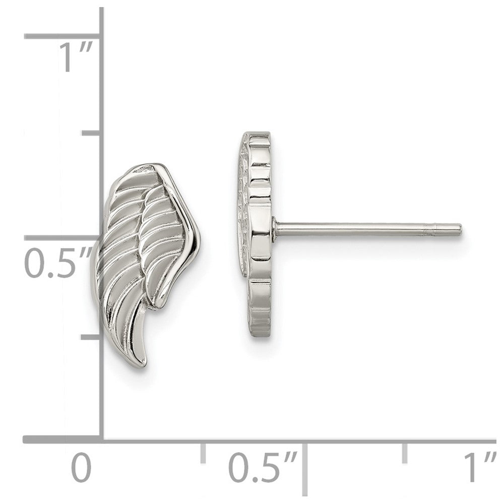Chisel Stainless Steel Polished and Textured Wing Post Earrings