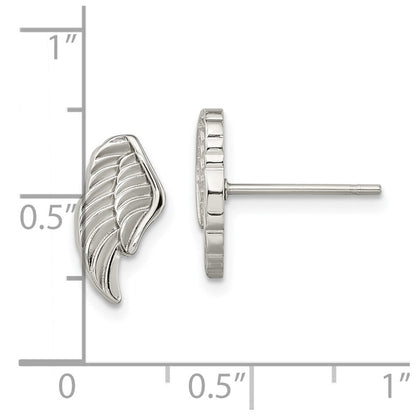 Chisel Stainless Steel Polished and Textured Wing Post Earrings