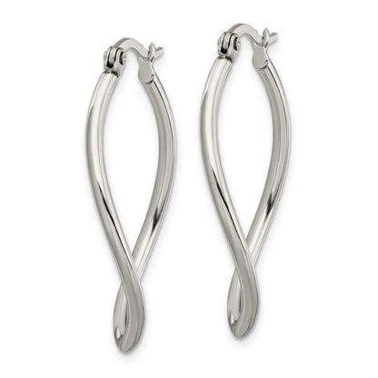 Chisel Stainless Steel Polished Wavy Hoop Earrings