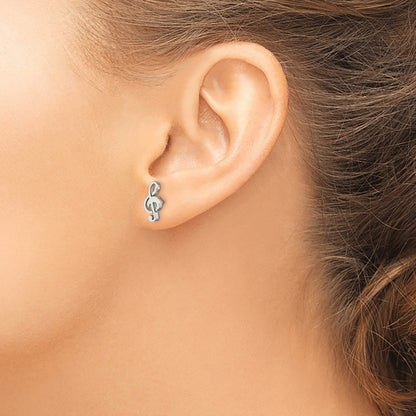 Chisel Stainless Steel Polished Treble Clef Post Earrings