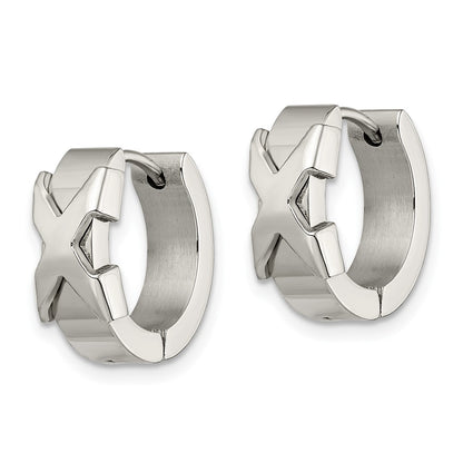 Chisel Stainless Steel Polished X Hinged Hoop Earrings