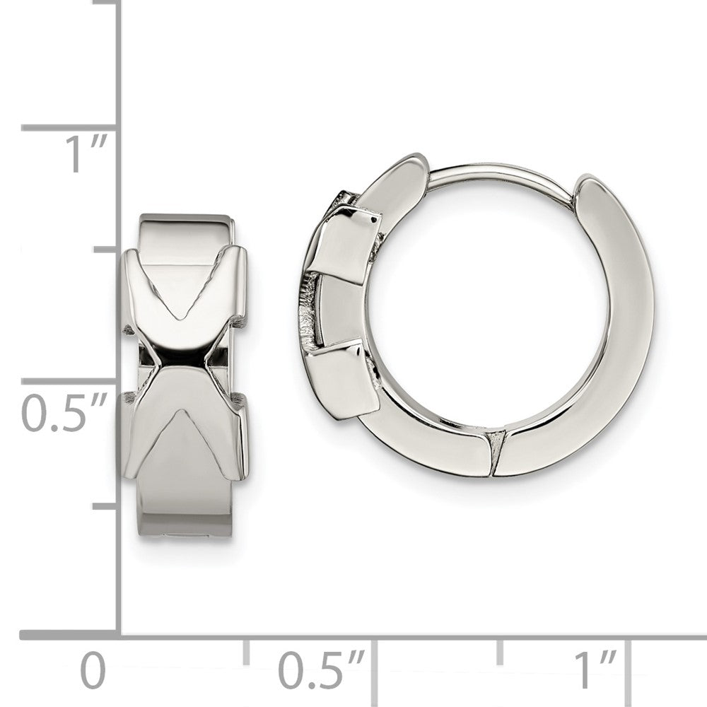 Chisel Stainless Steel Polished X Hinged Hoop Earrings