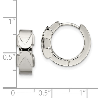 Chisel Stainless Steel Polished X Hinged Hoop Earrings