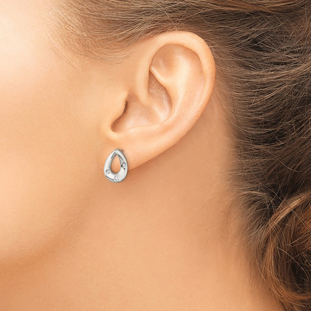 Chisel Stainless Steel Polished with Crystal Teardrop Post Earrings