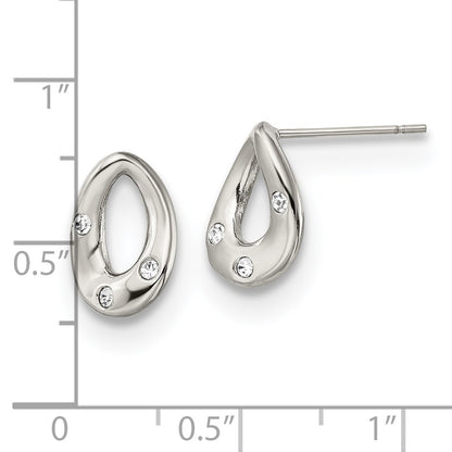 Chisel Stainless Steel Polished with Crystal Teardrop Post Earrings
