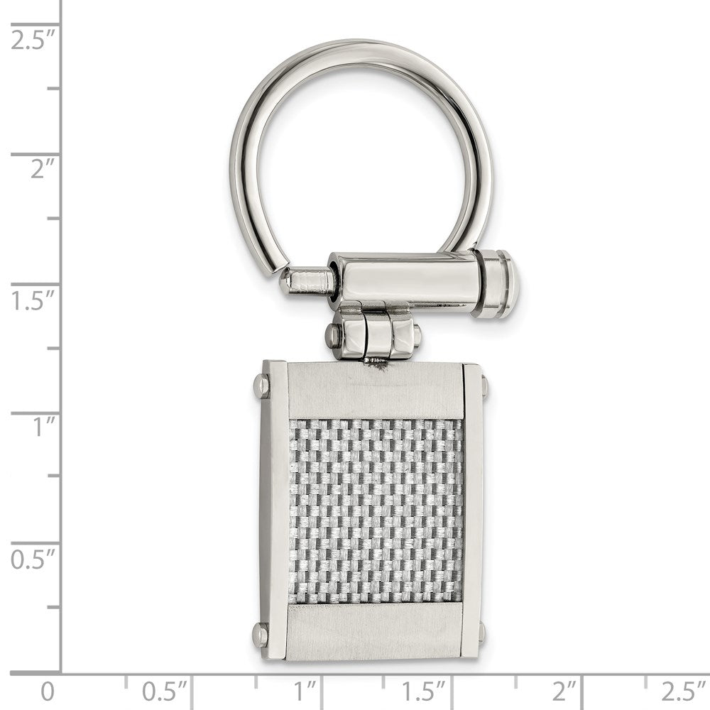 Chisel Stainless Steel Brushed and Polished Grey Carbon Fiber Inlay Key Ring