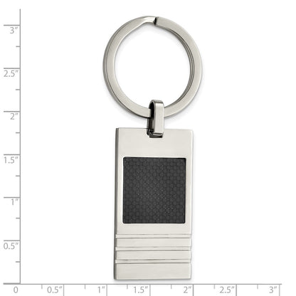 Chisel Stainless Steel Brushed Black Carbon Fiber Inlay Key Ring