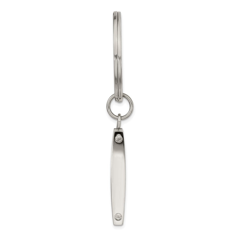 Chisel Stainless Steel Brushed and Polished Grey Carbon Fiber Inlay Key Ring