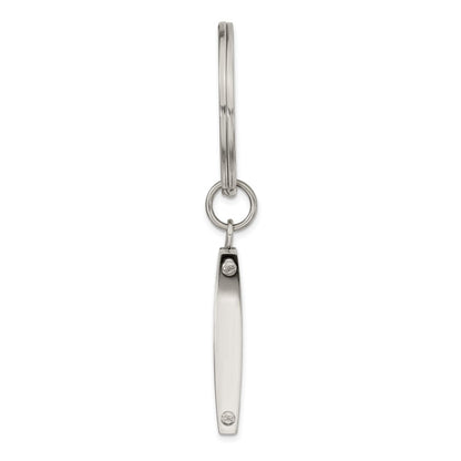 Chisel Stainless Steel Brushed and Polished Grey Carbon Fiber Inlay Key Ring