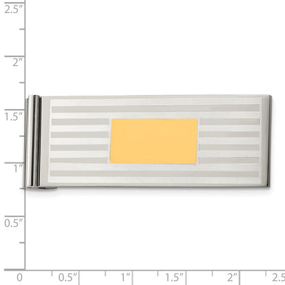 Chisel Stainless Steel Brushed and Polished Yellow IP-plated Money Clip