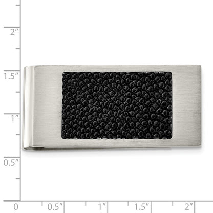 Chisel Stainless Steel Brushed Genuine Black Stingray Money Clip