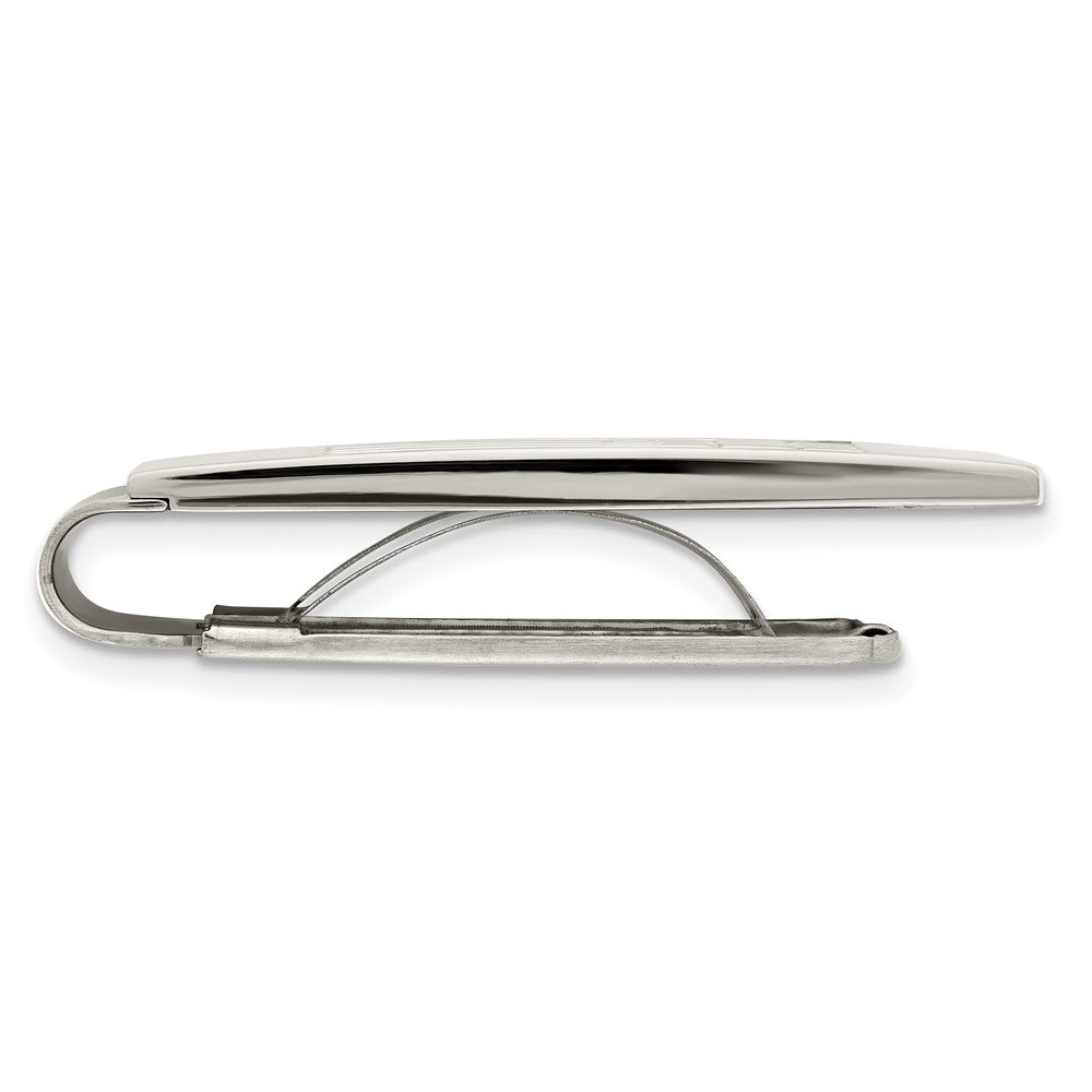 Chisel Stainless Steel Polished Black Carbon Fiber Inlay Money Clip