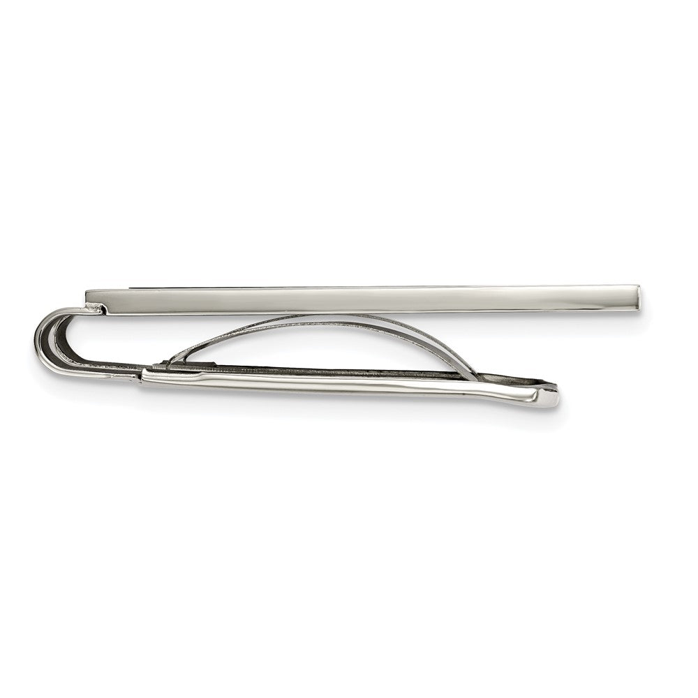 Chisel Stainless Steel Polished with Black Agate Inlay Money Clip