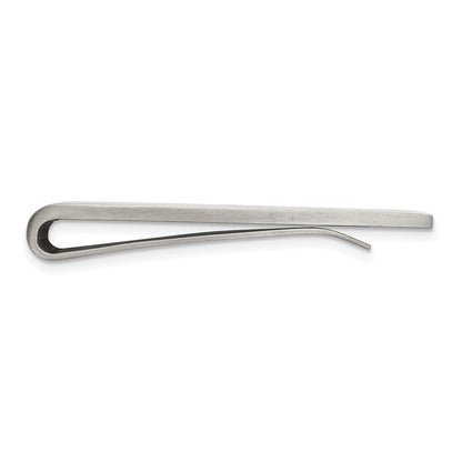Chisel Stainless Steel Sterling Brushed with Silver Inlay CZ Money Clip