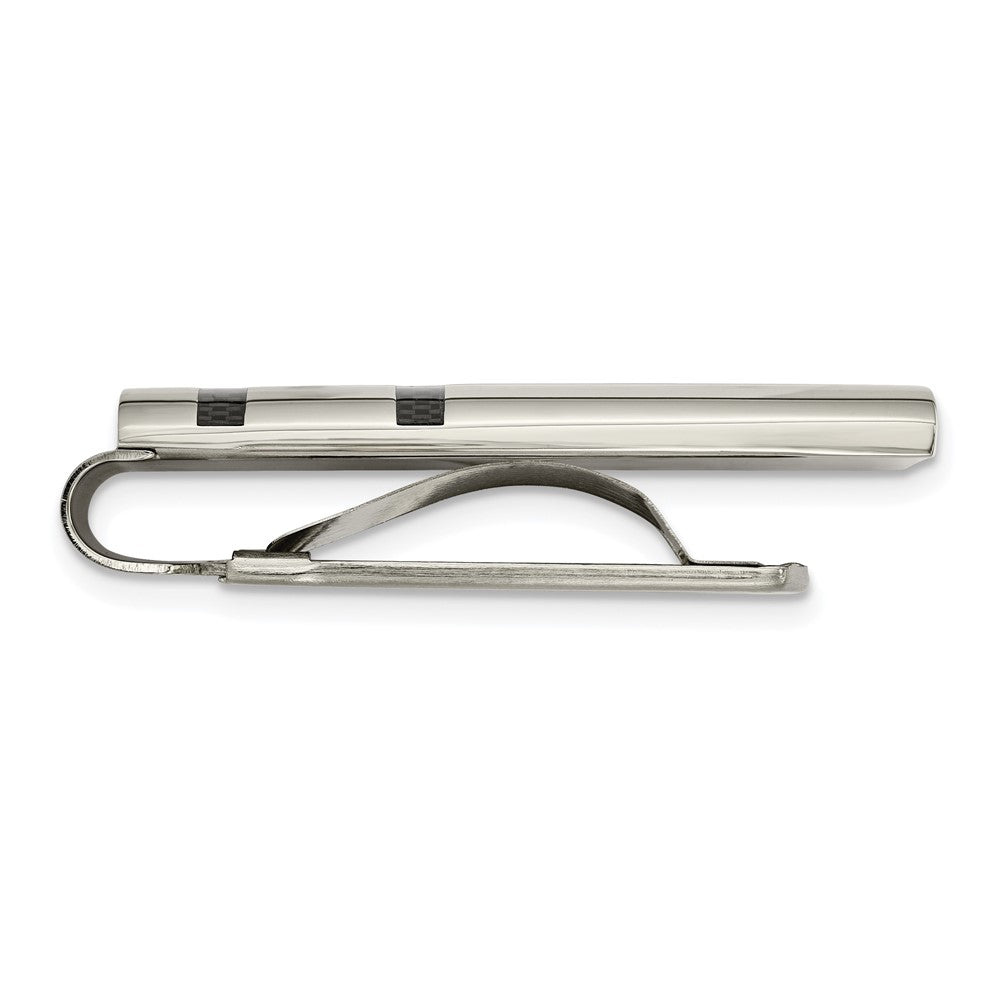 Chisel Stainless Steel Polished Black Carbon Fiber Inlay Money Clip