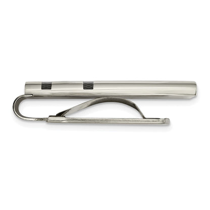 Chisel Stainless Steel Polished Black Carbon Fiber Inlay Money Clip