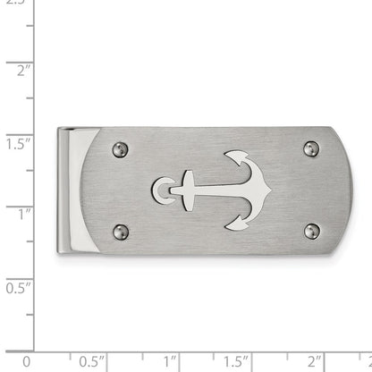 Chisel Stainless Steel Brushed and Polished Anchor Money Clip