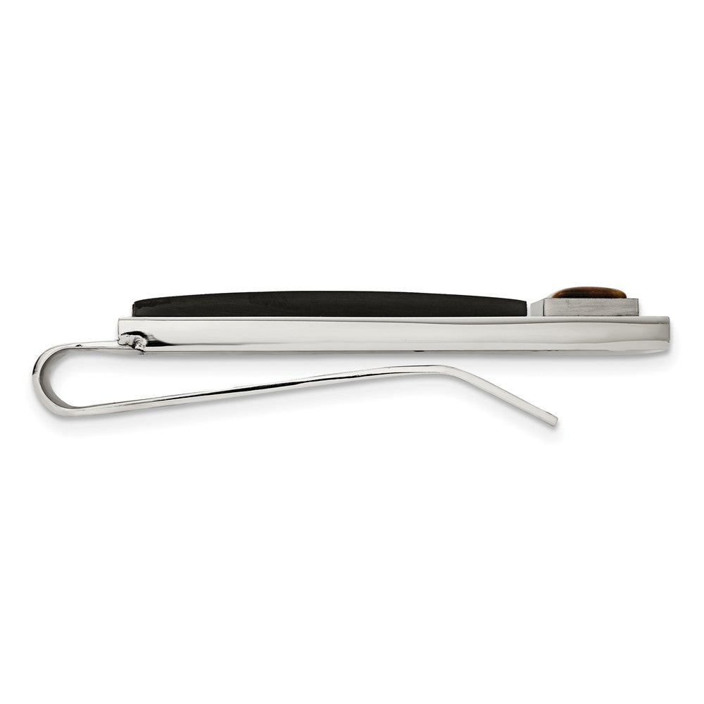 Chisel Stainless Steel Brushed and Polished Black IP-plated with Tiger's Eye Money Clip
