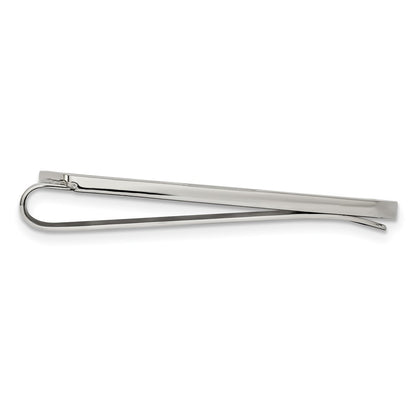 Chisel Stainless Steel Brushed and Polished with Black CZ Money Clip