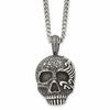 Chisel Stainless Steel Antiqued and Textured Skull Pendant on a 24 inch Curb Chain Necklace