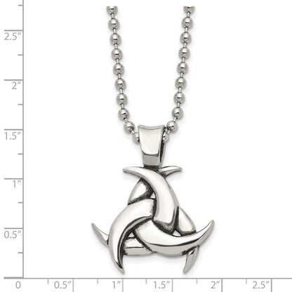 Chisel Stainless Steel Antiqued and Polished Celtic Knot Pendant on a 22 inch Ball Chain Necklace
