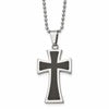 Chisel Stainless Steel Polished with Carbon Fiber Inlay Cross Pendant on a 22 inch Ball Chain Necklace