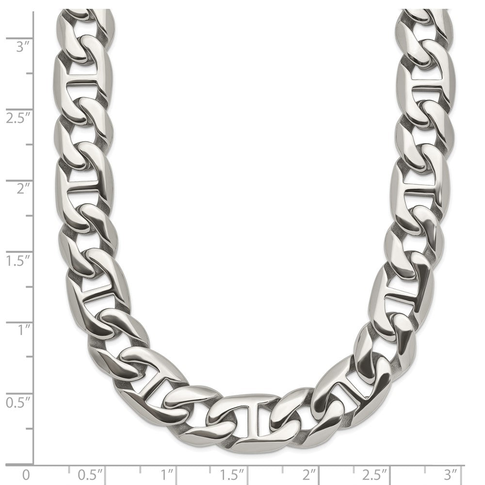 Chisel Stainless Steel Polished 24 inch Anchor Link Necklace