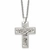 Chisel Stainless Steel Polished and Textured Crucifix Pendant on a 20 inch Cable Chain Necklace