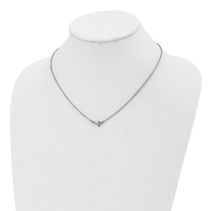 Chisel Stainless Steel Polished Sideways Cross on an 18 inch Cable Chain Necklace