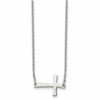 Chisel Stainless Steel Polished Sideways Cross on a 16 inch Cable Chain Necklace