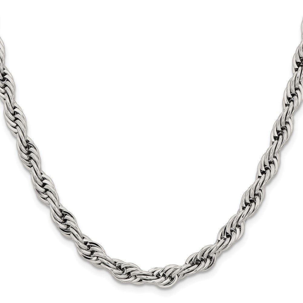 Chisel Stainless Steel Polished 7mm 24 inch Rope Chain