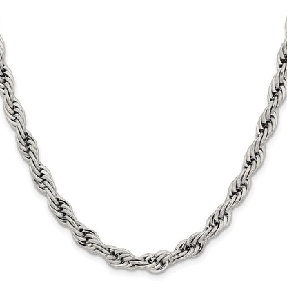 Chisel Stainless Steel Polished 7mm 24 inch Rope Chain