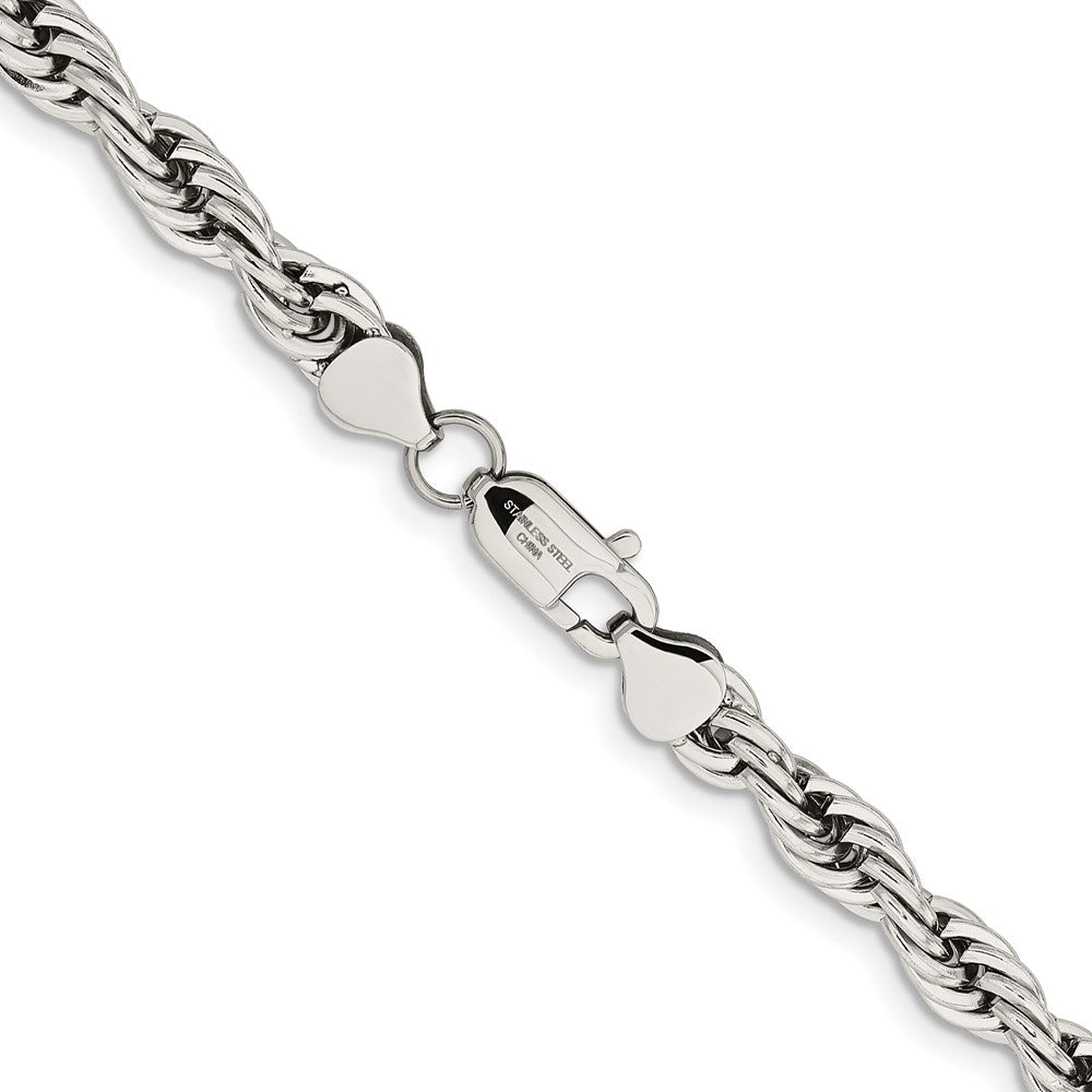 Chisel Stainless Steel Polished 7mm 20 inch Rope Chain