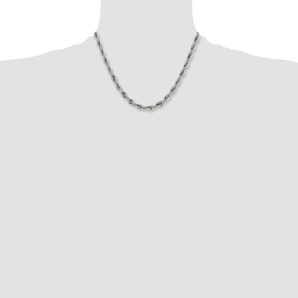 Chisel Stainless Steel Polished 7mm 20 inch Rope Chain