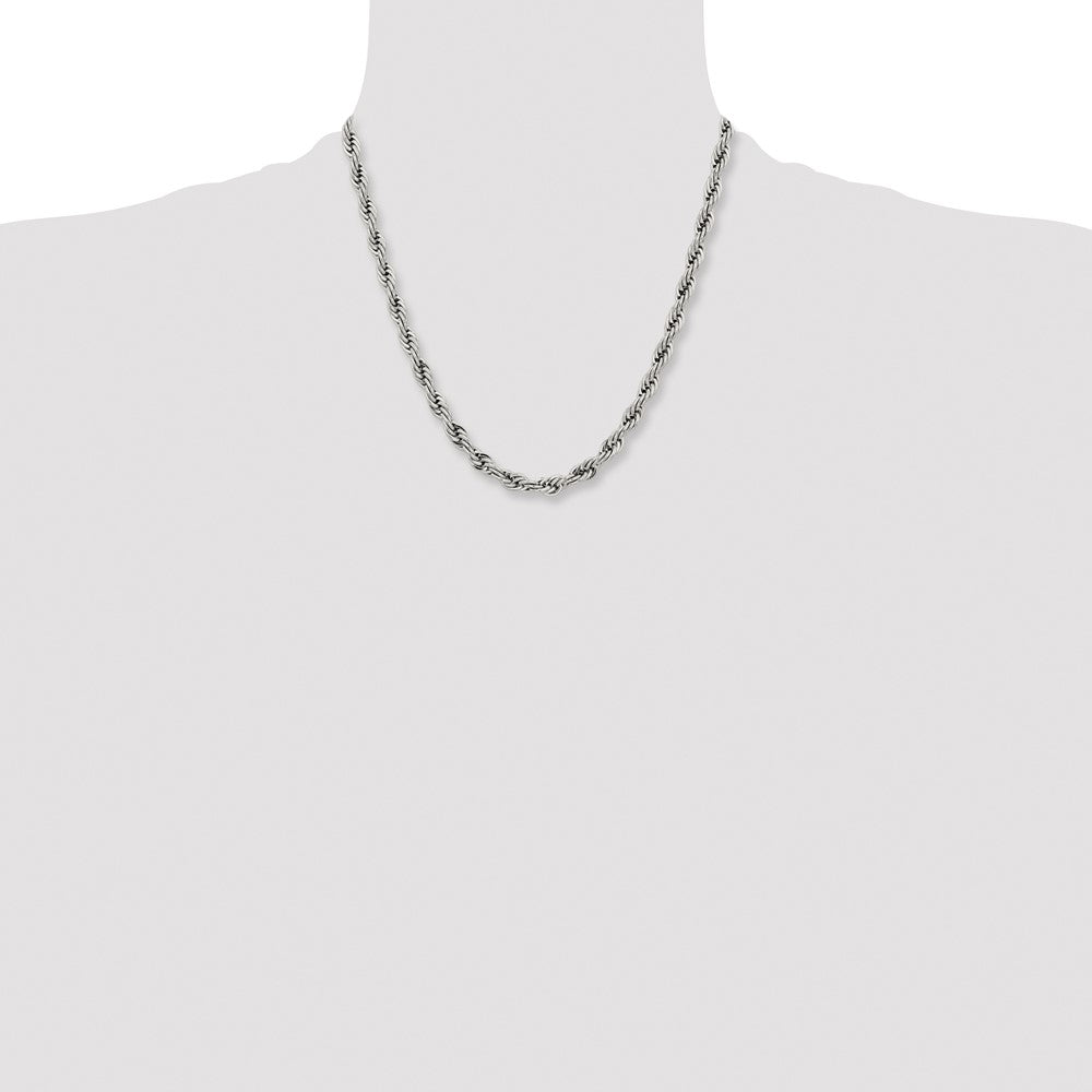 Chisel Stainless Steel Polished 7mm 22 inch Rope Chain