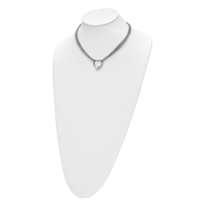 Chisel Stainless Steel Polished Heart on a 17 inch Cable Chain Multi Strand Necklace