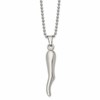 Chisel Stainless Steel Polished Italian Horn Pendant on a 22 inch Ball Chain Necklace
