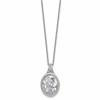 Chisel Stainless Steel Brushed and Polished Crystal Oval Pendant on an 18 inch Cable Chain Necklace