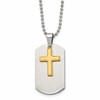 Chisel Stainless Steel Brushed and Polished Yellow IP-plated 2 Piece Cross Dog Tag on a 22 inch Ball Chain Necklace